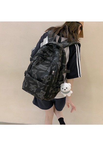 2023 Yaz Yeni Okul Çantası Graffiti Ayı Yansıtıcı Sırt Çantası Üniversite Öğrencisi Moda Seyahat Sırt Çantası (Yurt Dışından) fiyatları