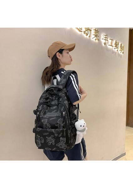 2023 Yaz Yeni Okul Çantası Graffiti Ayı Yansıtıcı Sırt Çantası Üniversite Öğrencisi Moda Seyahat Sırt Çantası (Yurt Dışından) modelleri