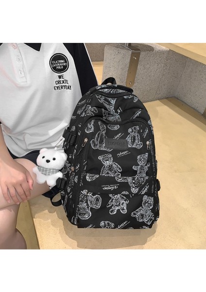 2023 Yaz Yeni Okul Çantası Graffiti Ayı Yansıtıcı Sırt Çantası Üniversite Öğrencisi Moda Seyahat Sırt Çantası (Yurt Dışından) indirimleri