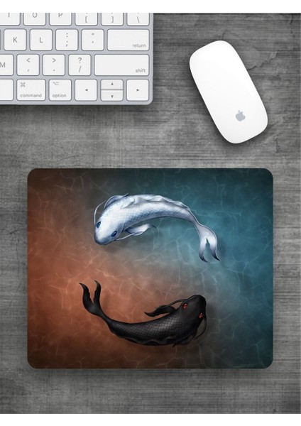 Japon Balığı Illüstrasyon Desen Baskılı Mouse Pad