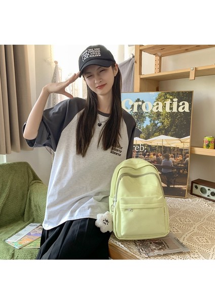 2023 Yeni Düz Renk Kadın Küçük Taze Kız Sırt Çantası Moda Rahat Basit Küçük Okul Çantası (Yurt Dışından) indirimleri