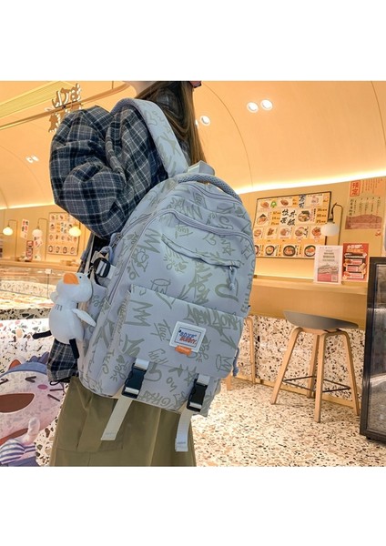 Kadınlar Için Okul Çantası, Basit Moda Grafiti Kontrast Renkli Ortaokul Öğrencisi, Lise Öğrencisi, Üniversite Öğrencisi Sırt Çantası, Seyahat Çantası (Yurt Dışından) indirimleri