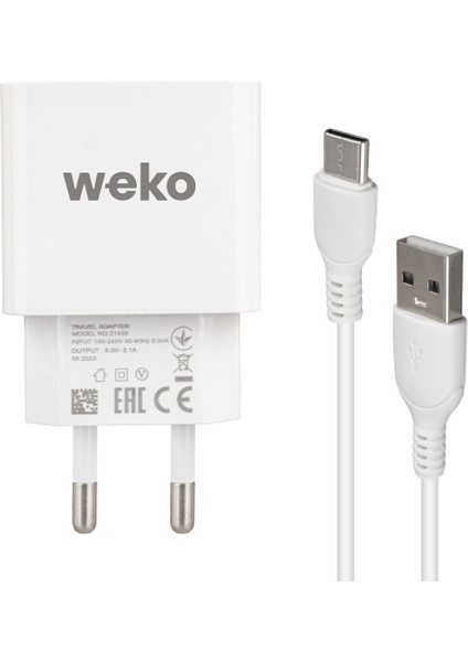 WK-21435 M7 2.1 Amper Şarj Başlık Adaptörü + Type-C Kablo (No:3) (2818)