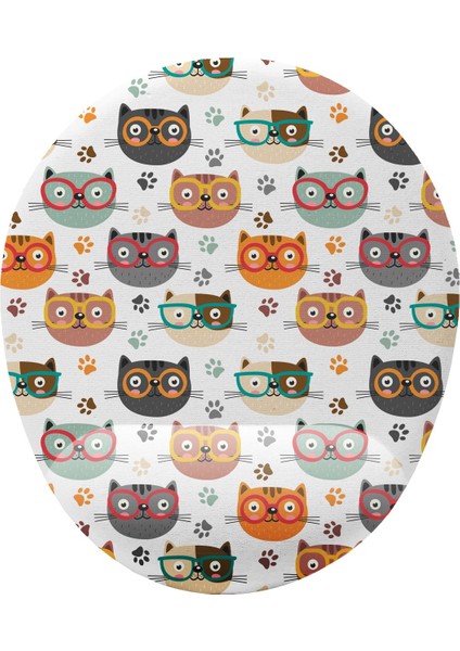 Hipster Kedi Desenli Bilek Destekli Mouse Pad