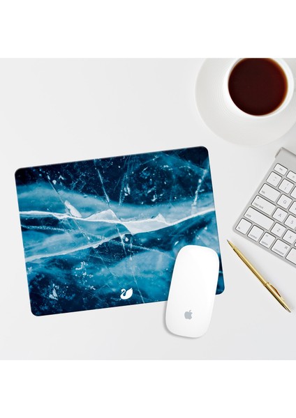 Mavi Mermer Desenli Dikdörtgen Mouse Pad Mouse Altlığı