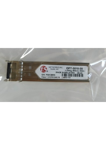 F5 Networks Inc. OPT-0010-00 1.25GIG 850NM 550M Class1 Sfp Transceiver