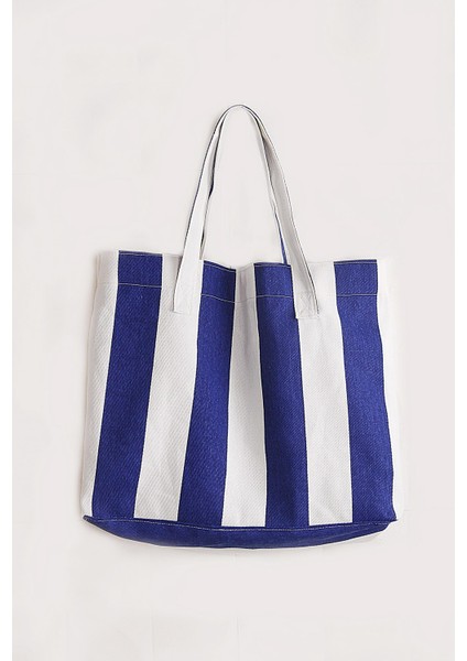 Kadın Kanvas 2 Cepli Günlük Renkli Plaj Omuz Çantası Mavi fiyatları