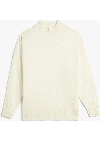 Dik Yaka Tunik Örgü Uzun Kollu Ribanalı