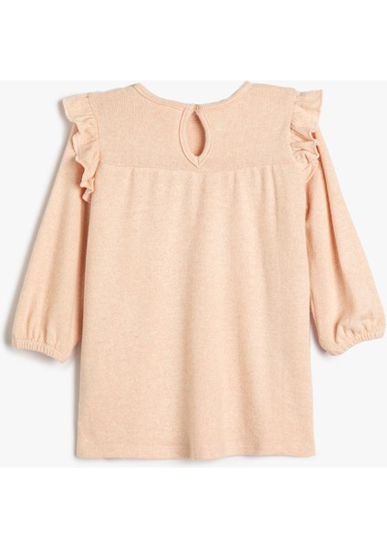 Triko Elbise Fırfırlı Lastik Manşetli Arkası Düğme Kapamalı fiyatları