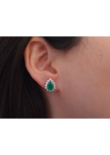 Pırlanta ve Damla Zümrüt Taşlı Küpe 0401E0063 fiyatları