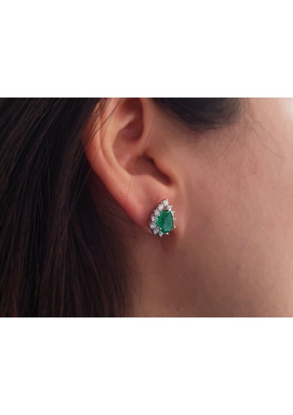 Pırlanta ve Damla Zümrüt Taşlı Küpe 0401E0063 modelleri