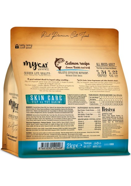 My Cat Mycat Original Hypoallergenic Skin Care Somon Balıklı All Breed-Tüm Irklar Için Kedi Maması 2 kg