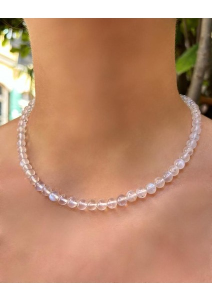 6 mm Küre Kesim Ay Taşı Doğal Taş Kolye fiyatları