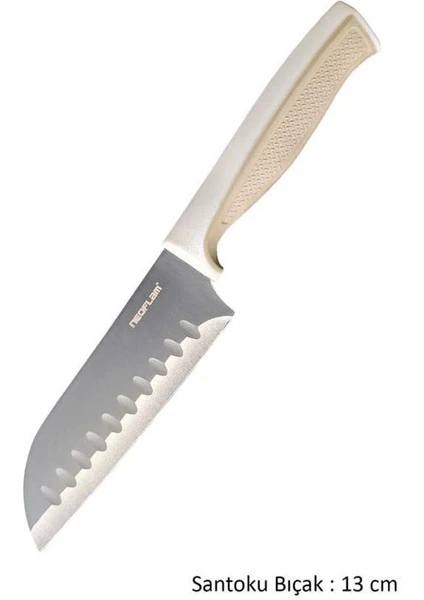 Fika Bej Microban Santoku Bıçak 13 cm