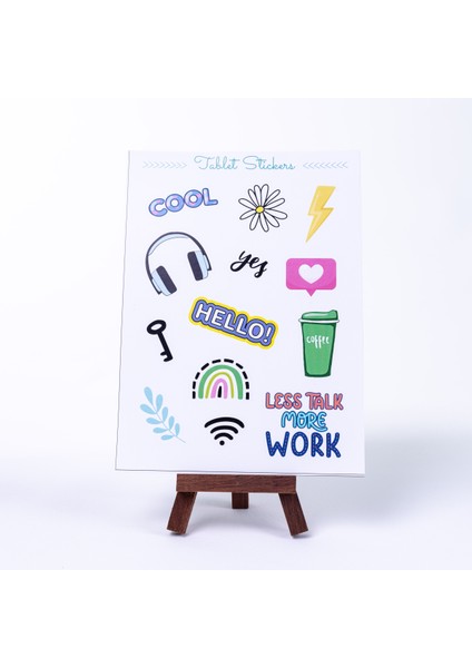 Renkli şekilli tablet sticker seti, work, A5  2 sayfa