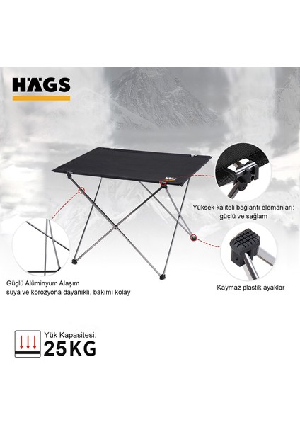 Ultralight Katlanır Kamp Sehpası, Piknik, Bbq, Balıkçılık, Avcılık, Plaj, Hiking için Taşınabilir Kompakt Roll Up Outdoor Kamp Masası Orta Boy - Siyah