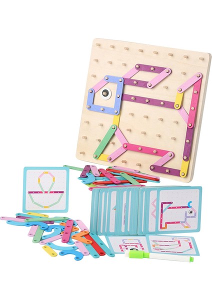 Çocuklar Için Montessori Ahşap Pegboard Oyuncak Geometrik Pegboard Puzzle (Yurt Dışından)