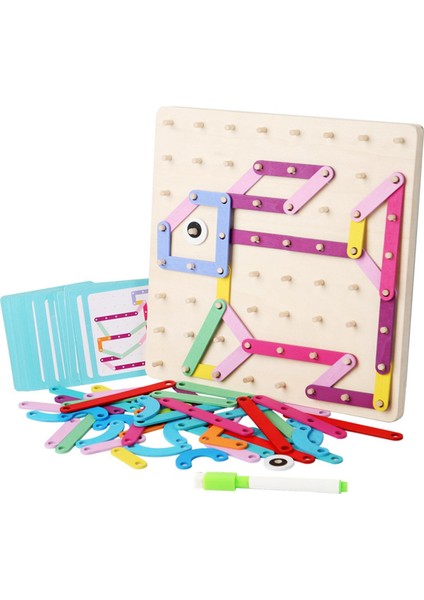 Çocuklar Için Montessori Ahşap Pegboard Oyuncak Geometrik Pegboard Puzzle (Yurt Dışından)