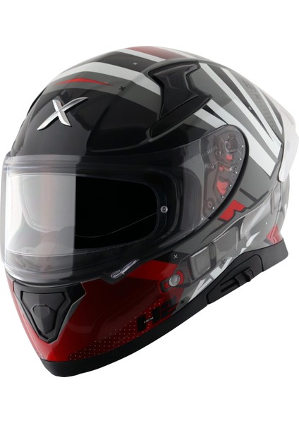 Apex Hex-2 Kask Cool Grey Red Gloss