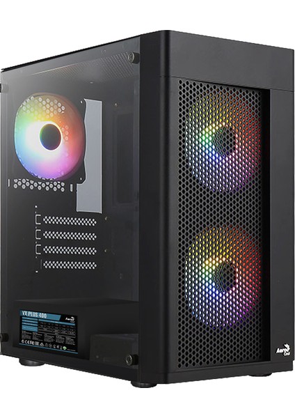 Hexform 400W 3X12CM Frgb LED Fanlı, Mesh Ön Panel, Temperli Cam Yan Panel, USB 3.0 Matx Bilgisayar Kasası (AE-HEXFR-400)