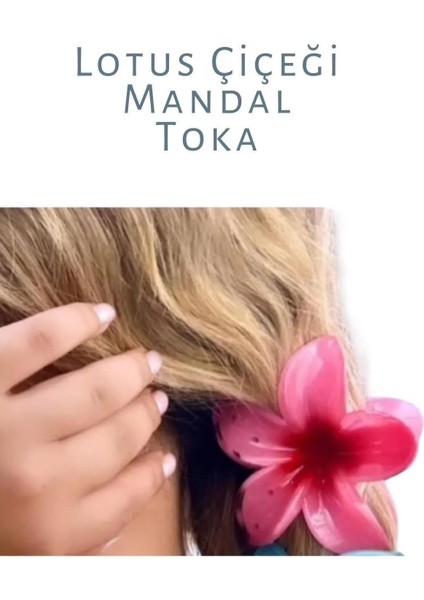 Lotus Çiçeği Mandal Toka 9 cm Kırmızı