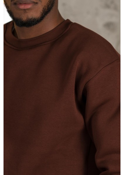 Oversize 3 Iplik Içi Polarlı Bisiklet Yaka Basic Sweatshirt indirimleri