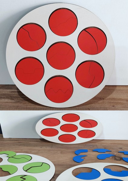 Novatoys Ahşap Eğlenceli Eğitici Şekilleri Eşleştirme Oyunu Seti Kırmızı