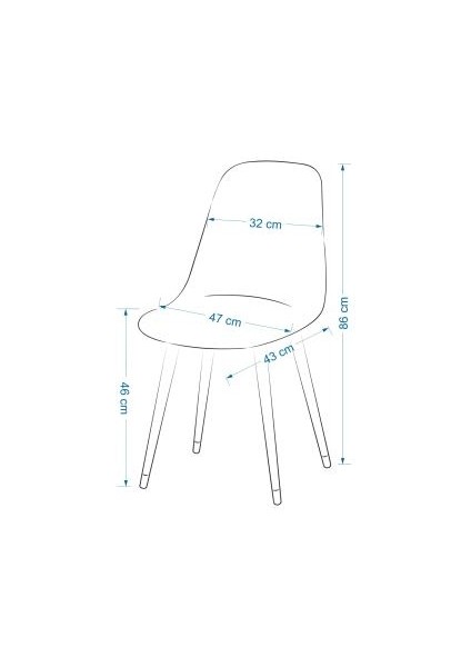 Netaks Abant Sandalye Açık Gri Minderli (Beyaz) Ahşap Ayaklı