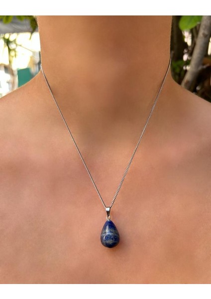 Damla Model Lapis Lazuli Doğal Taş Kolye