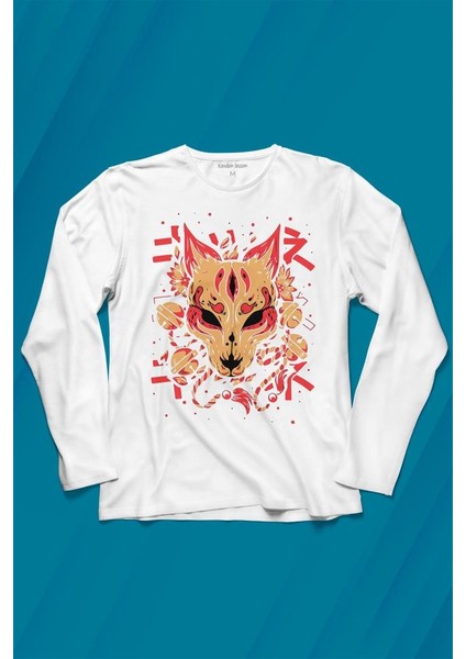 Kitsune Mask Japanese Japon Kültür Uzun Kollu Tişört