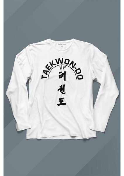 Taekwondo Tekvando Taekwon-Do Dövüşçü Uzun Kollu Tişört