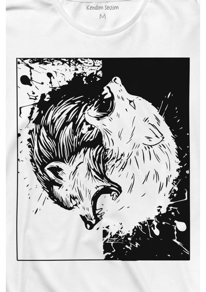 Siyah Beyaz Ying Yang Iyilik Kötülük Asil Kurt Bozkurt Uzun Kollu Tişört fiyatları