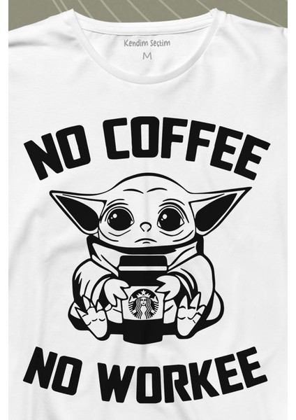 Baby Yoda No Starbucks Coffee No Workee Star Wars Mandalorian Uzun Kollu Tişört fiyatları
