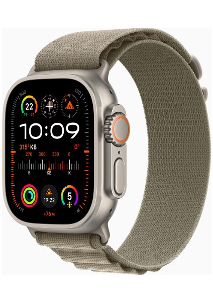 Watch Ultra 2 Gps + Cellular, 49MM Titanyum Kasa Olive Alpine Loop - Medium MREY3TU/A