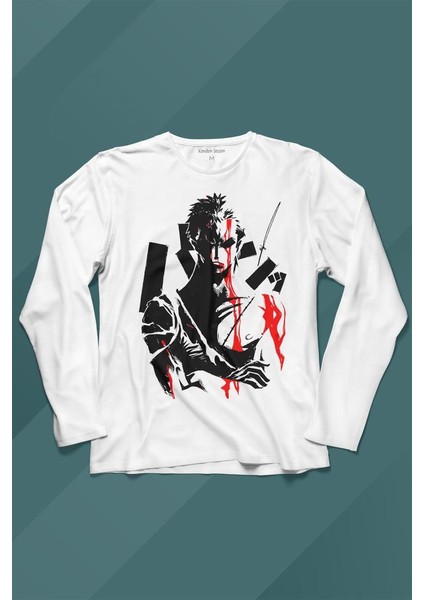 One Piece Roronoa Zoro Poster Uzun Kollu Tişört