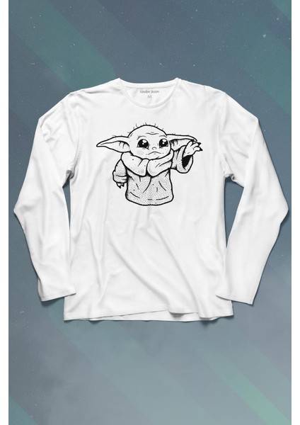 Baby Yoda Star Wars Mandalorian Silüeti Uzun Kollu Tişört