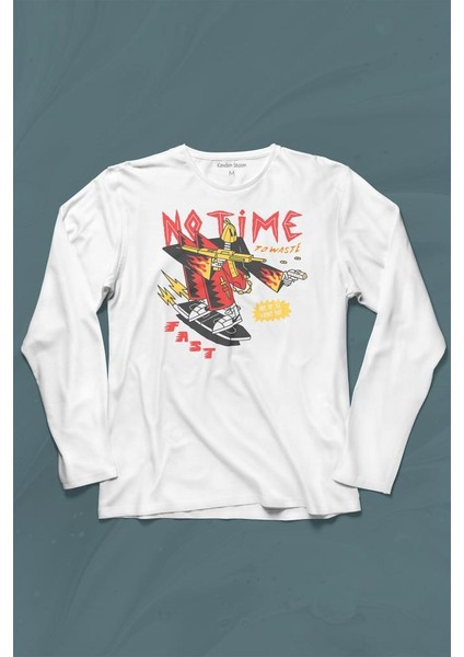 No Time To Waste Skate Kaykay Urban Streetwear Uzun Kollu Tişört