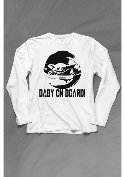 Baby On Board Yoda Star Wars Bebek Mandalorian Jedi Uzun Kollu Tişört