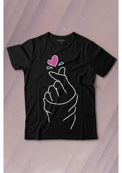 Seni Seviyorum Kore El Işareti Minimal Baskılı Tişört Çocuk T-Shirt