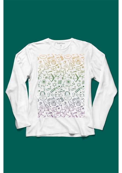 Minimal Drawing Çizim Geometrik Renk Uzun Kollu Tişört