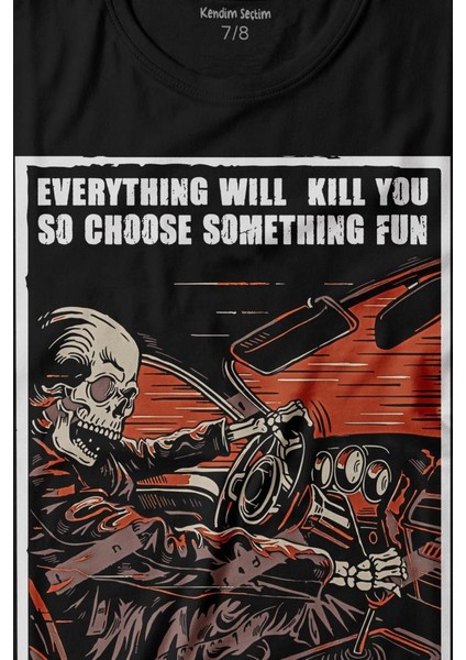 Choose Somthing Fun Araba Kuru Kafa Baskılı Tişört Çocuk T-Shirt fiyatları