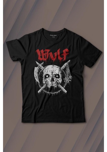 Wulf Metal Rock Band Skull Kuru Kafa Urban Gothic Baskılı Tişört Çocuk T-Shirt
