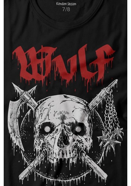 Wulf Metal Rock Band Skull Kuru Kafa Urban Gothic Baskılı Tişört Çocuk T-Shirt fiyatları
