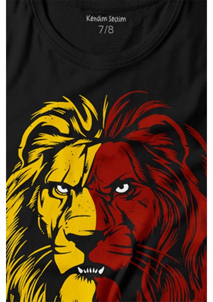 Aslan Kafası Sarı Kırmızı Yeleli Baskılı Tişört Çocuk T-Shirt fiyatları