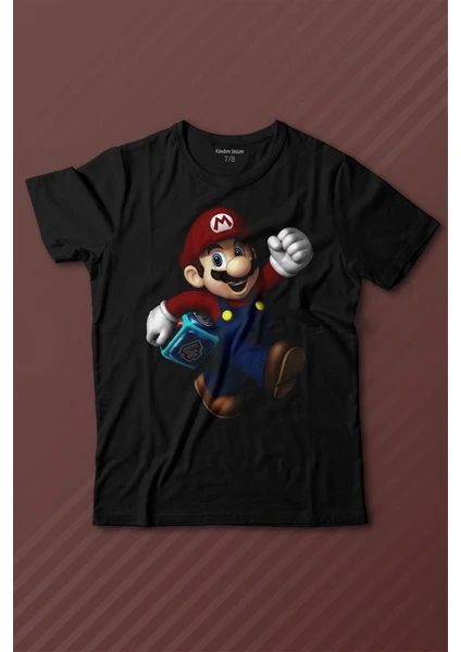 Kendim Seçtim Yeni Süper Mario Bros Mario Baskılı Tişört Çocuk T-Shirt