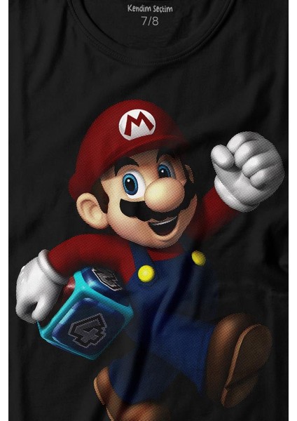 Kendim Seçtim Yeni Süper Mario Bros Mario Baskılı Tişört Çocuk T-Shirt