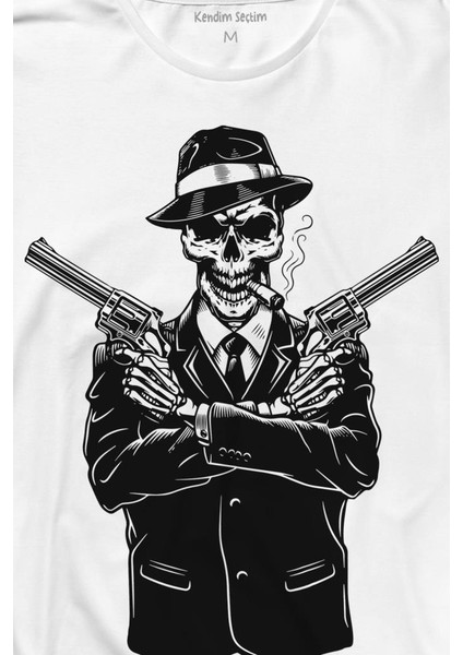 Skeleton Gangster Revolvers Suit Tabanca Uzun Kollu Tişört fiyatları