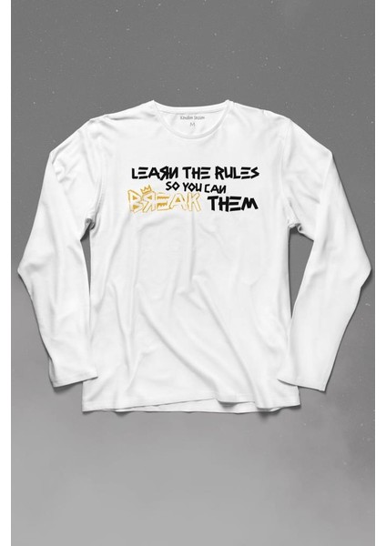 Learn The Rules Break Them Basquiat Kuralları Yık Uzun Kollu Tişört
