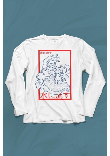 Japanese Wind Wave Japon Rüzgar 2k Street Culture Uzun Kollu Tişört