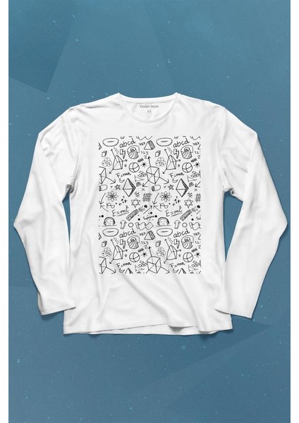 Minimal Drawing Çizim Geometrik Uzun Kollu Tişört